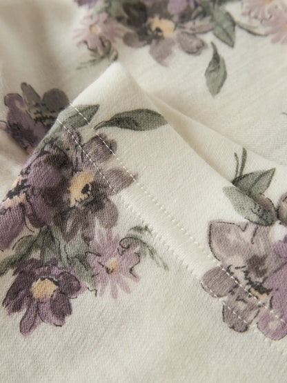 Bärechind, Name It Merino Leggings Blumenprint Snow White, Detailansicht Stoff