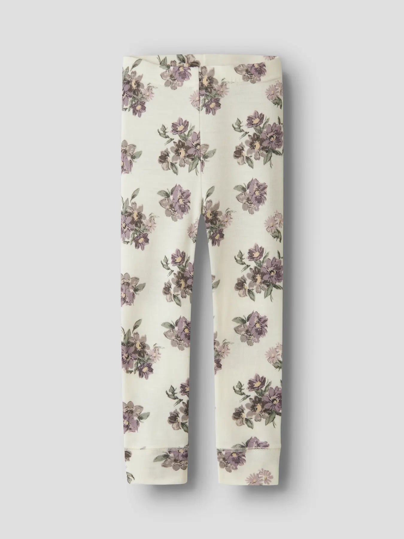 Name It Merino Leggings in Snow White, Vorderansicht mit Blumenprint