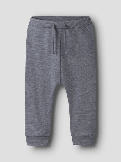 Name It Merino-Wollhose in Grau, Vorderansicht mit Kordelzug