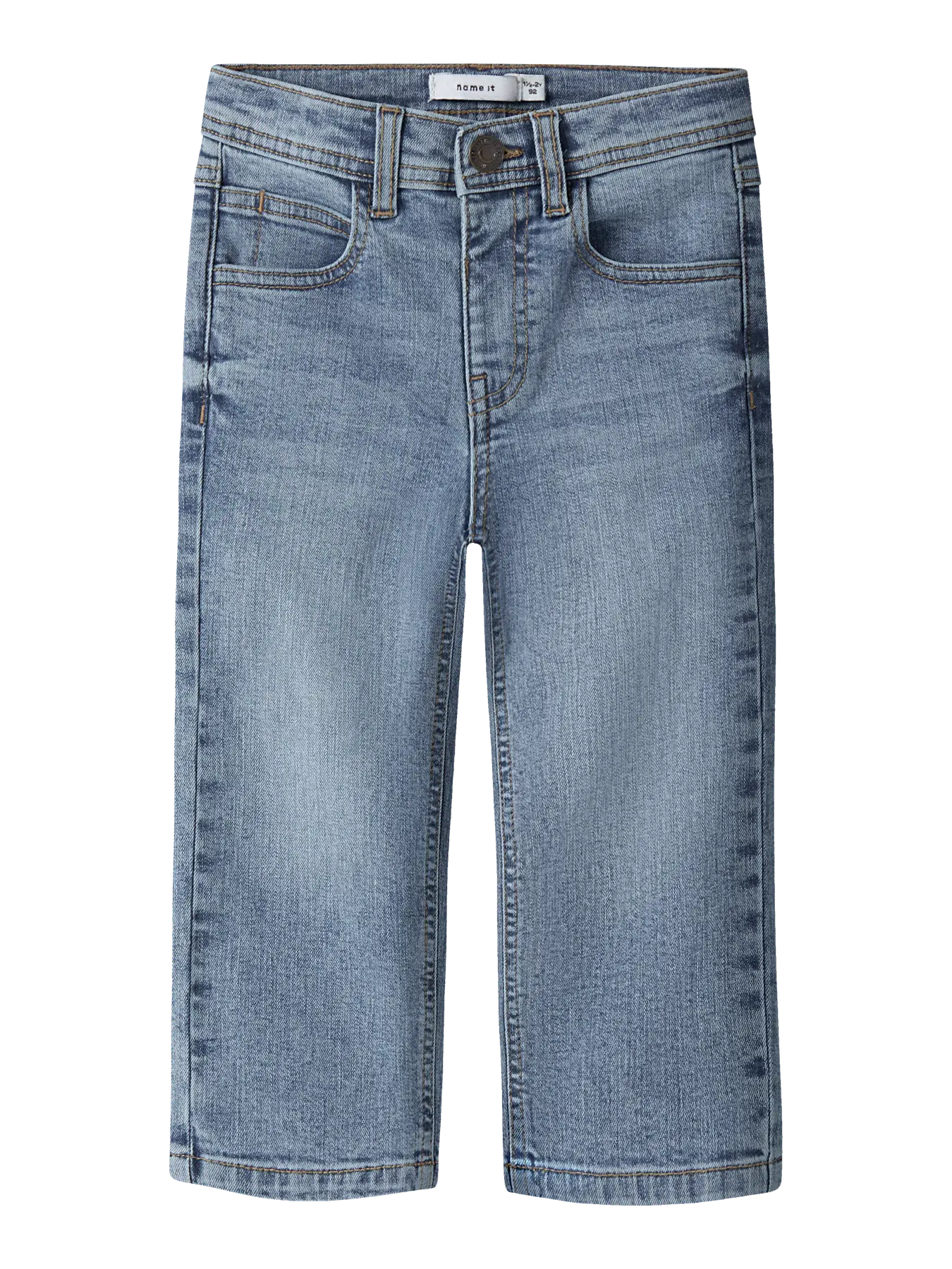 NAME IT Straight Jeans in Light Blue Denim mit heller Waschung für Kinder von vorne.