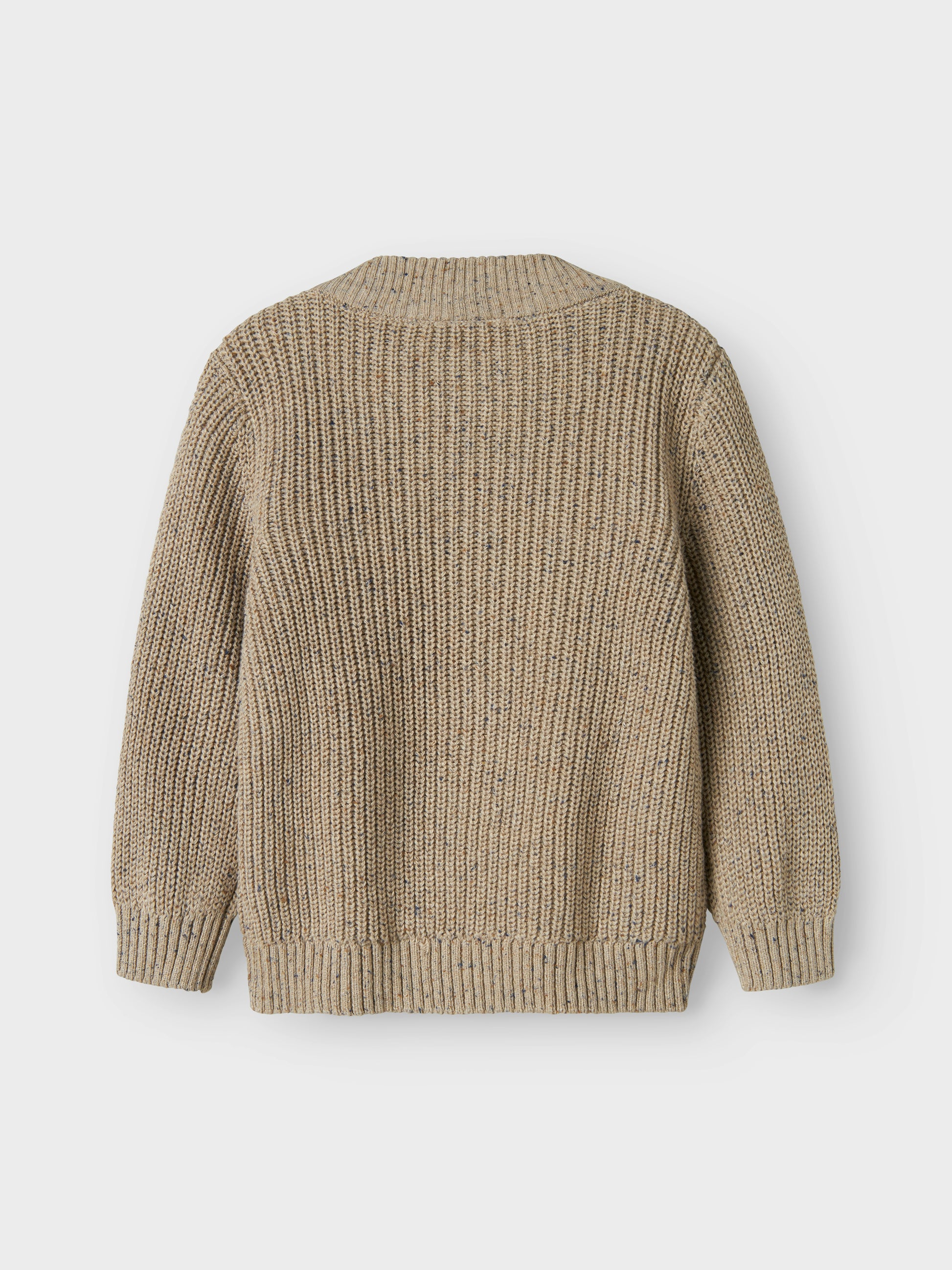 Rückansicht vom NAME IT Strickpullover aus Bio-Baumwolle, beige meliert, Bärechind Winterthur, Zürich Schweiz.