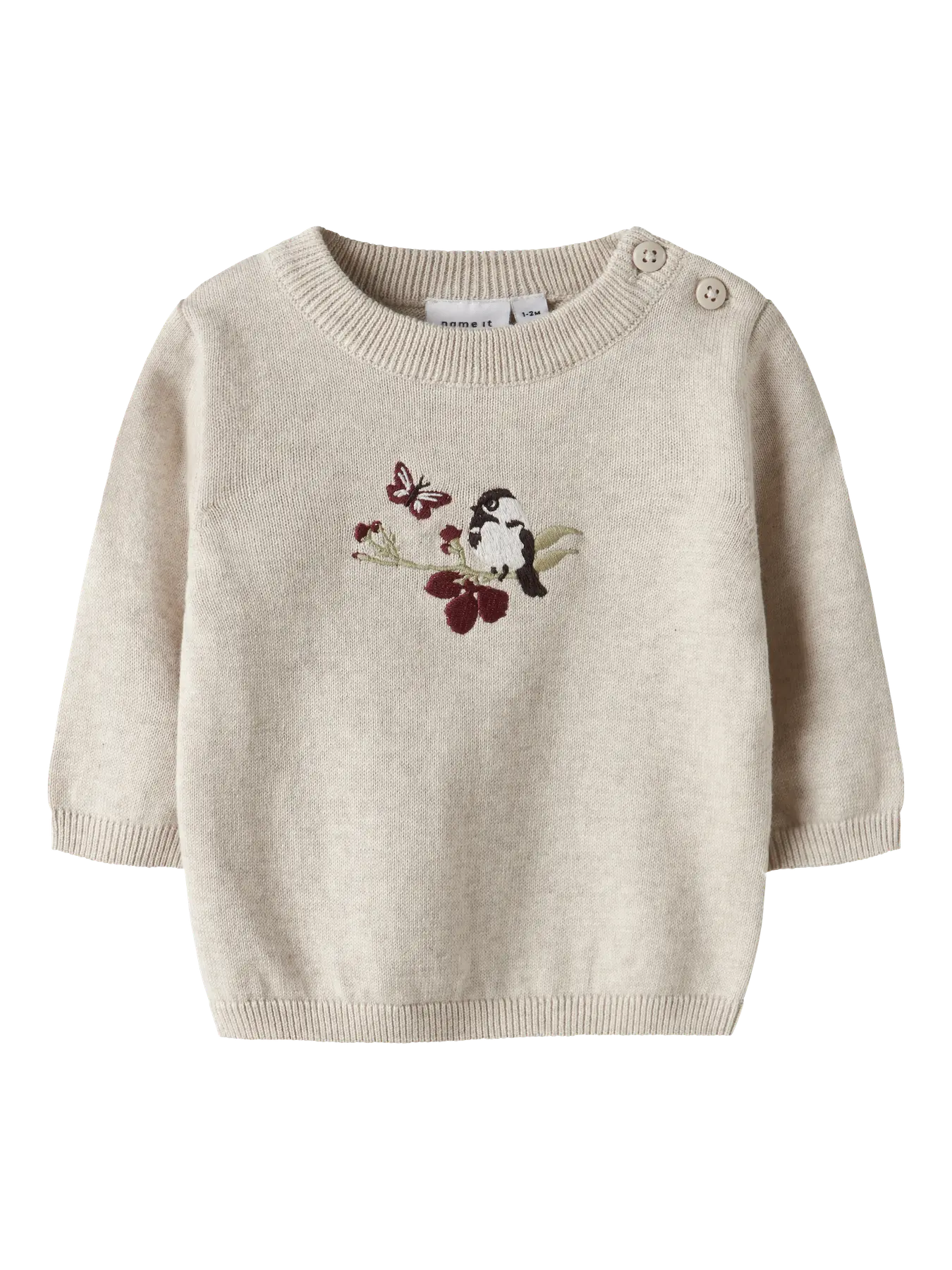 NAME IT Strickpullover in Peyote Melange mit Stickerei aus Bio-Baumwolle – Bärechind Winterthur Zürich Schweiz