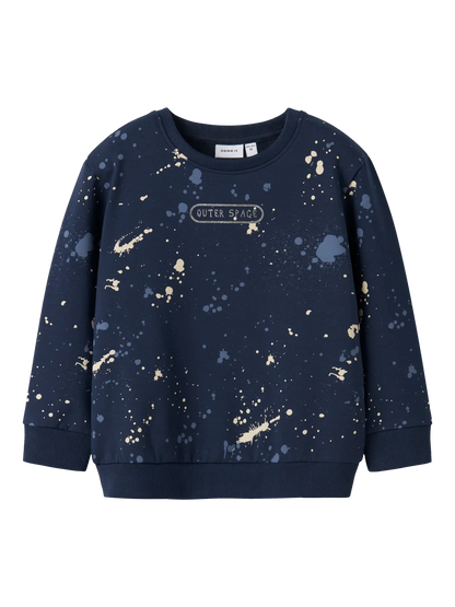 NAME IT Sweatshirt „Outer Space“ in Navy mit Allover-Print – Kinderladen Bärechind Winterthur Zürich Schweiz