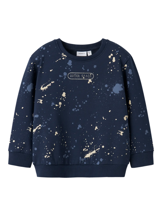 NAME IT Sweatshirt „Outer Space“ in Navy mit Allover-Print – Kinderladen Bärechind Winterthur Zürich Schweiz