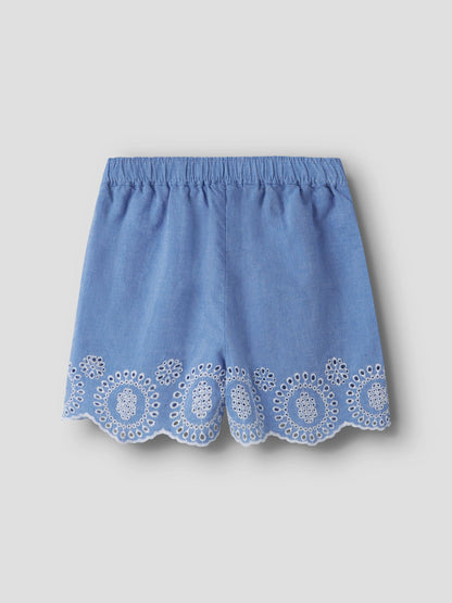NameIt Kinder Shorts blau mit Stickerei am Saum Detail, Bärechind Winterthur Zürich Schweiz kaufen