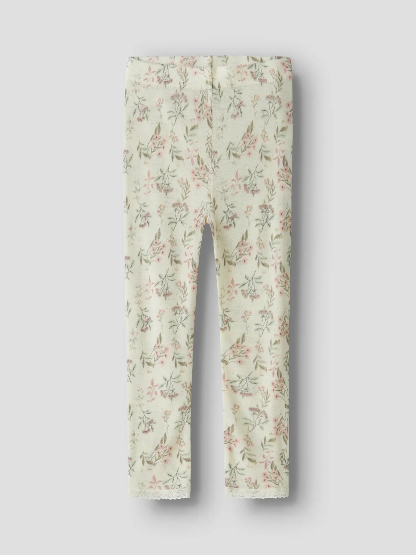 Name it Needle Leggings Kinder mit Blumenmuster auf cremefarbenem Hintergrund