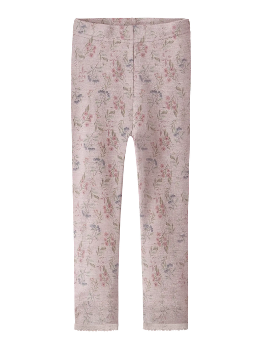 Name it Needle Leggings Kinder mit Blumenmuster auf rosa Hintergrund