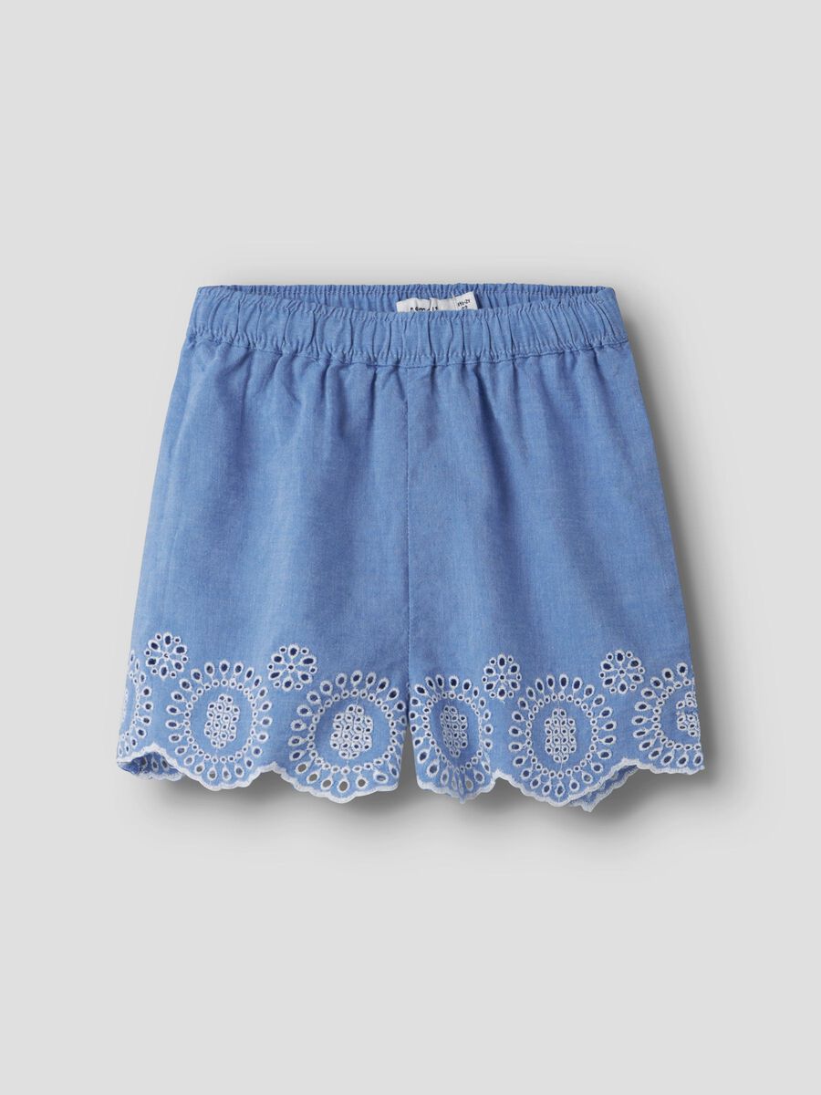 Blaue NameIt Kinder Shorts aus Chambray mit Stickerei, im Bärechind Winterthur Zürich Schweiz kaufen