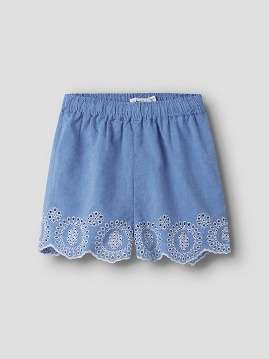 Blaue NameIt Kinder Shorts aus Chambray mit Stickerei, im Bärechind Winterthur Zürich Schweiz kaufen