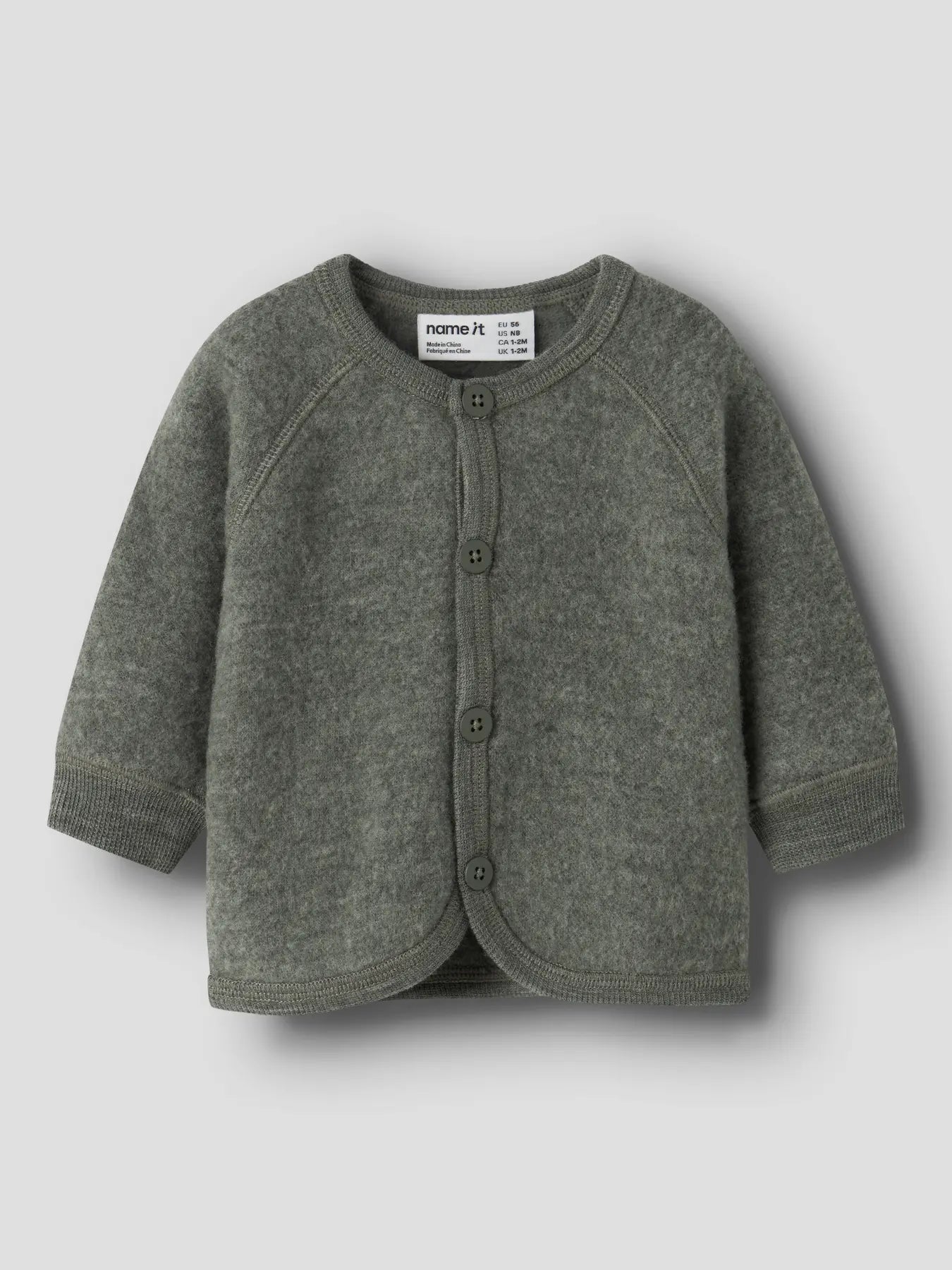 Name it Wollfleece Cardigan in Mulled Basil, Vorderansicht