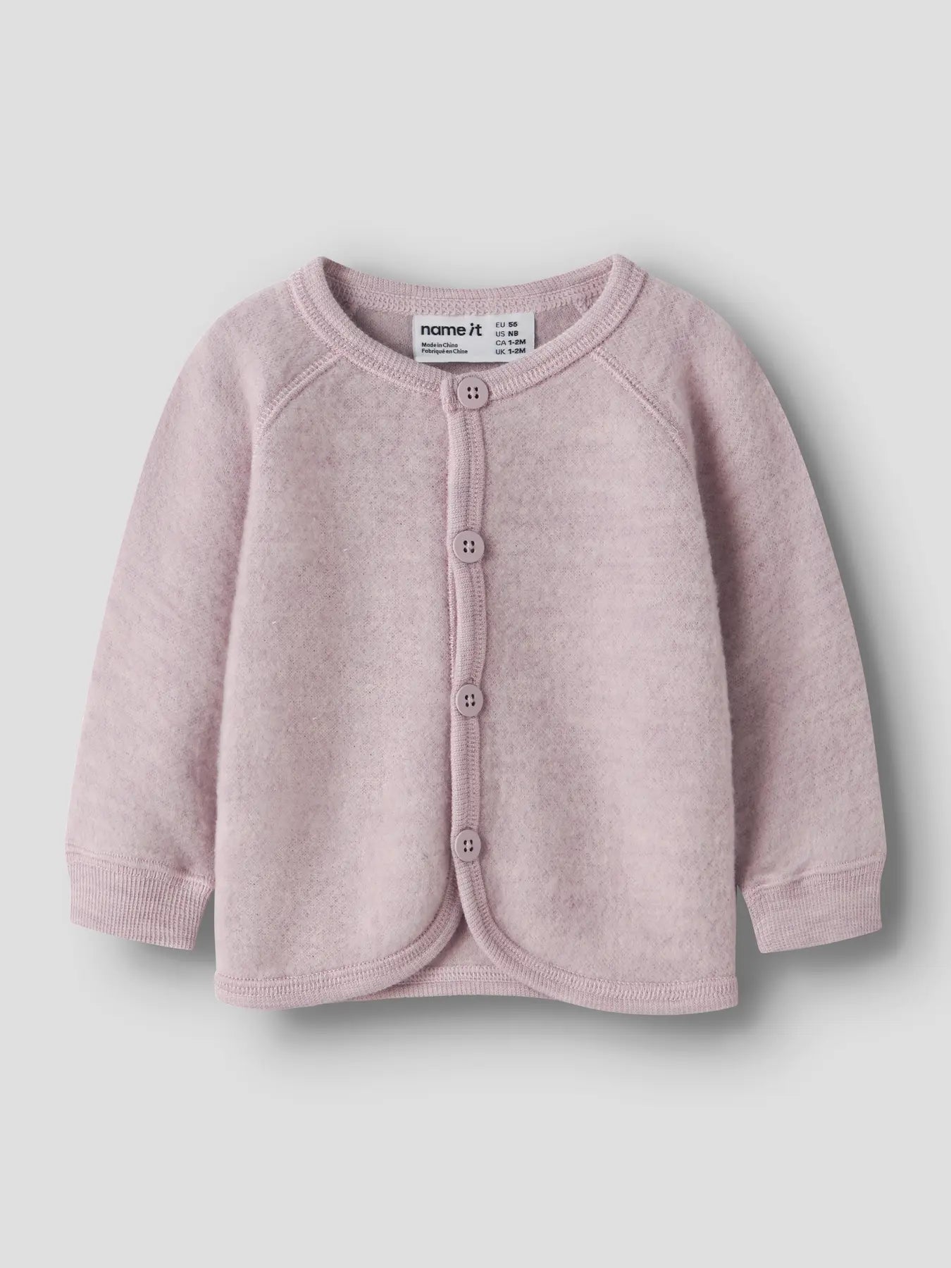 Name it Wollfleece Cardigan in Violet Ice, Vorderansicht