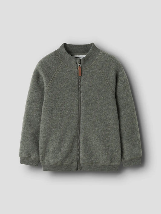 Name it Wollfleece Cardigan in Mulled Basil, Vorderansicht