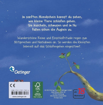 Bärechind Bilderbuch Wie kleine Tiere schlafen gehen, Rückseite mit Übersicht