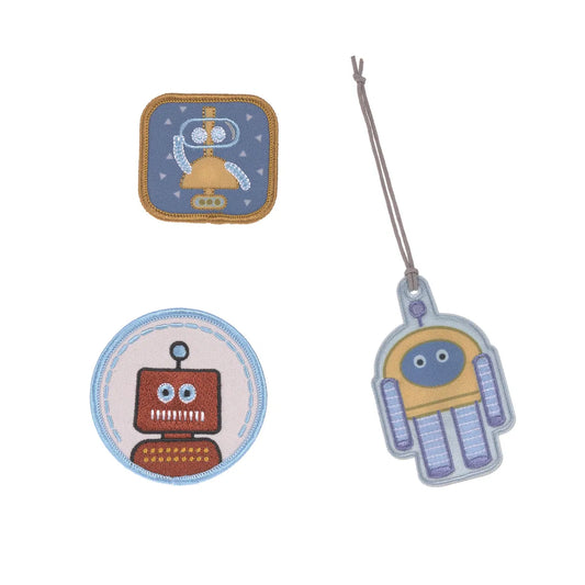 Patches und Roboter Anhänger Set von Lässig, erhältlich bei Bärechind in Winterthur, Zürich, Schweiz.