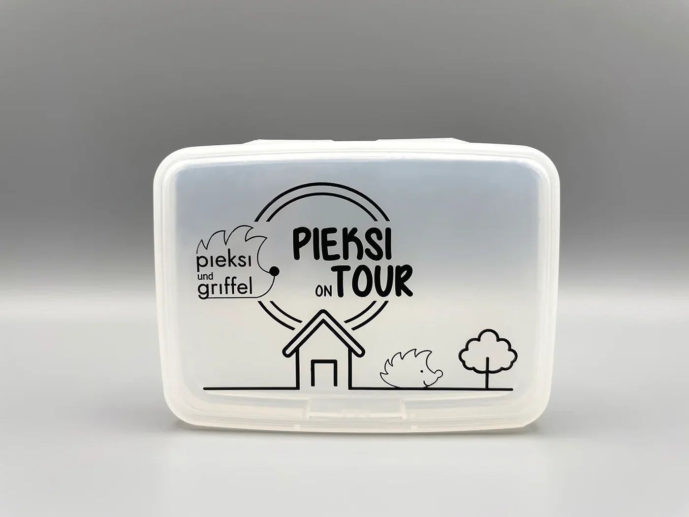 Transparente Pieksi und Griffel Travelbox mit Tour-Motiv und Schnappverschluss