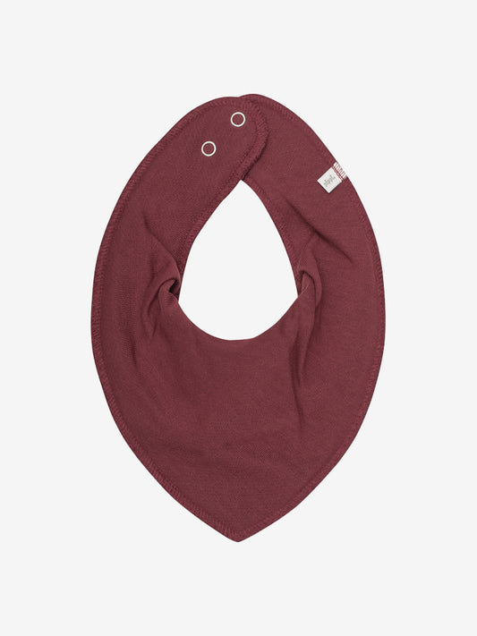 Pippi Bandana Lätzchen in new maroon – weiches, nachhaltiges Babyaccessoire mit Druckknopfverschluss, erhältlich in Winterthur