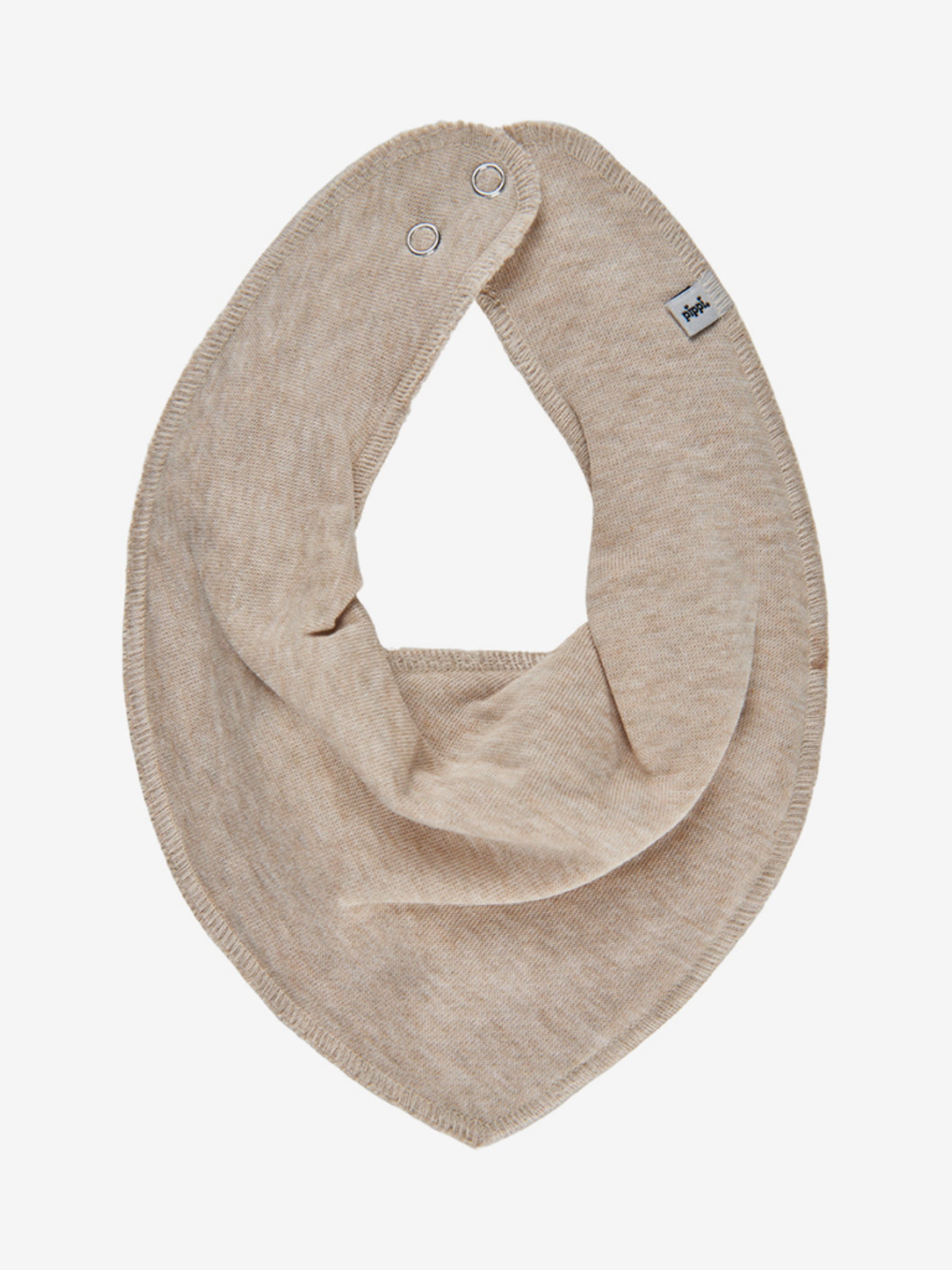 Pippi Bandana Lätzchen in sandfarbenem Naturton – weiches, nachhaltiges Babyaccessoire mit Druckknopfverschluss, erhältlich in Winterthur