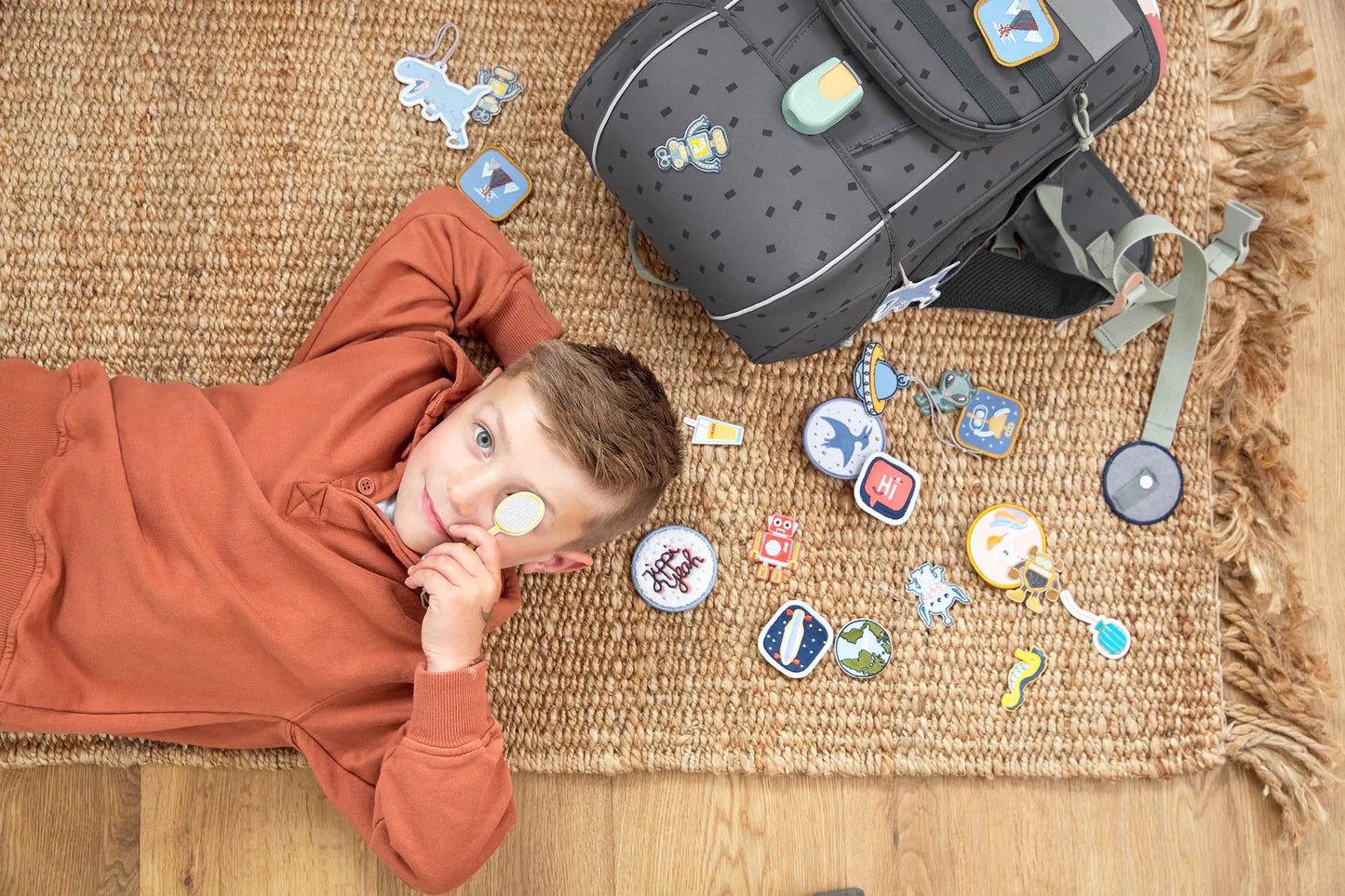 Pirat Anhänger von Lässig befestigt an Kinder Rucksack, erhältlich bei Bärechind Winterthur, Zürich, Schweiz.