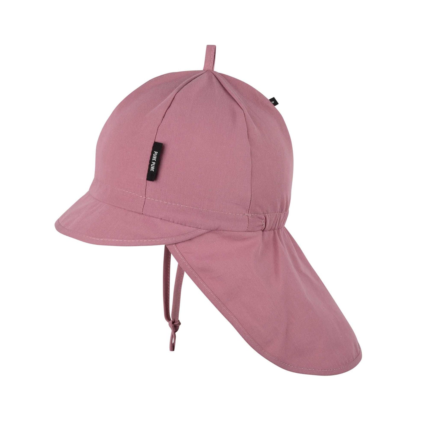 Leichter Mini-Nackenschutz Sonnenhut aus GOTS-zertifizierter Bio-Baumwolle in mauve. Schützt Nacken & Gesicht vor Sonne. Erhältlich in Winterthur, Zürich, Schweiz.