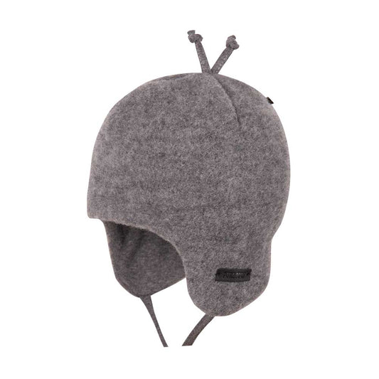 Pure Pure Wollfleece Baby-Bindemütze in Schiefer bei Bärechind