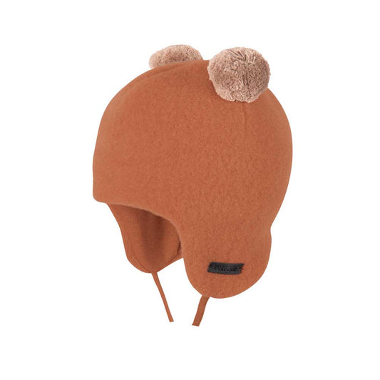Pure Pure Wollfleece Mütze mit Bommel-Ohren in Mocha bei Bärechind