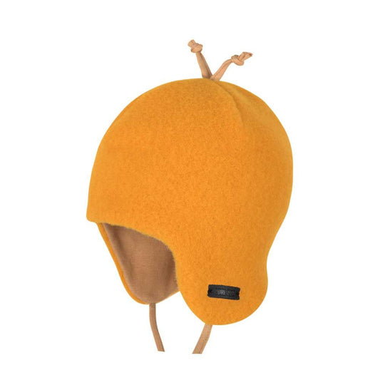 Baby-Binde Fleece in honig von Pure Pure by Bauer – erhältlich im Bärechind in Winterthur. Weiche Baby-Mütze aus GOTS-zertifiziertem Wollfleece.