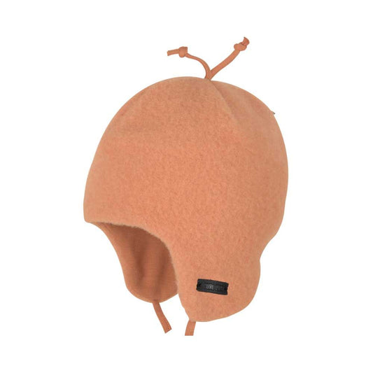 Baby-Binde Fleece in soft-caramel von Pure Pure by Bauer – erhältlich im Bärechind in Winterthur. Weiche Baby-Mütze aus GOTS-zertifiziertem Wollfleece.
