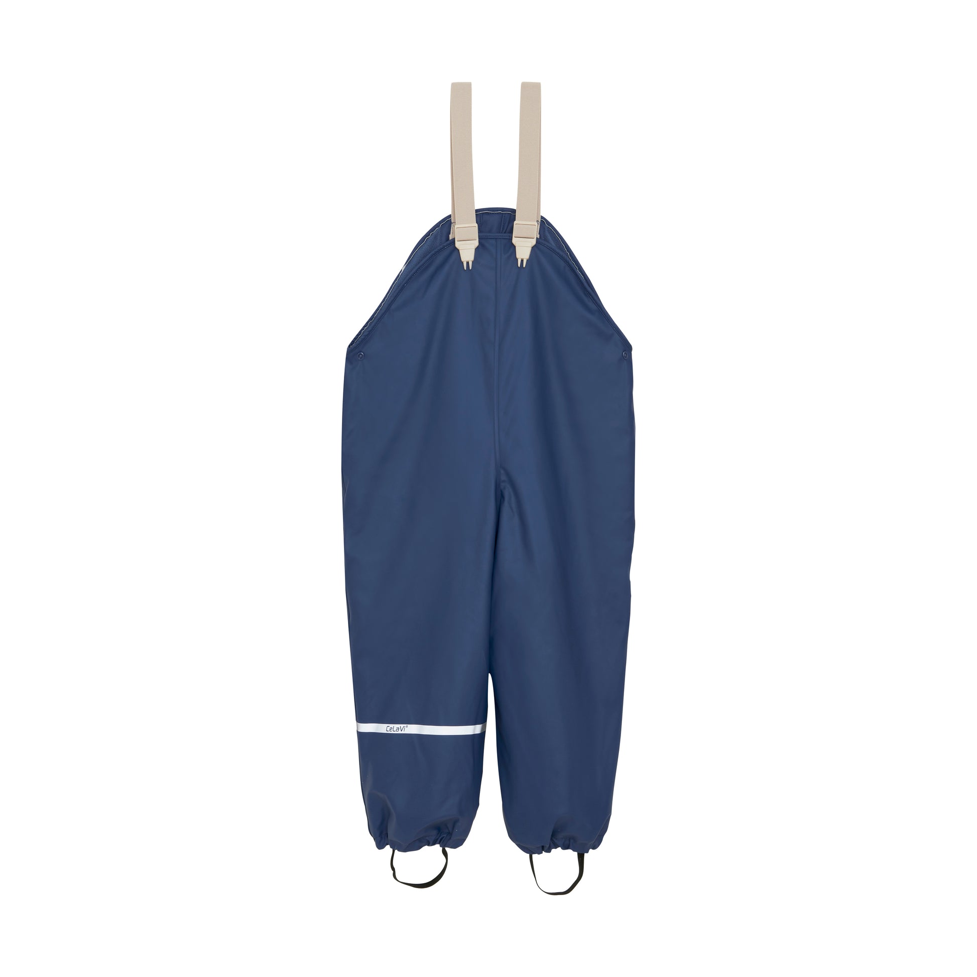 Gefütterte Regenhose CeLaVi in Dunkelblau für Kinder, Vorderseite, erhältlich im Bärechind Winterthur Zürich Schweiz.