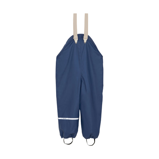 Gefütterte Regenhose CeLaVi in Dunkelblau für Kinder, Vorderseite, erhältlich im Bärechind Winterthur Zürich Schweiz.
