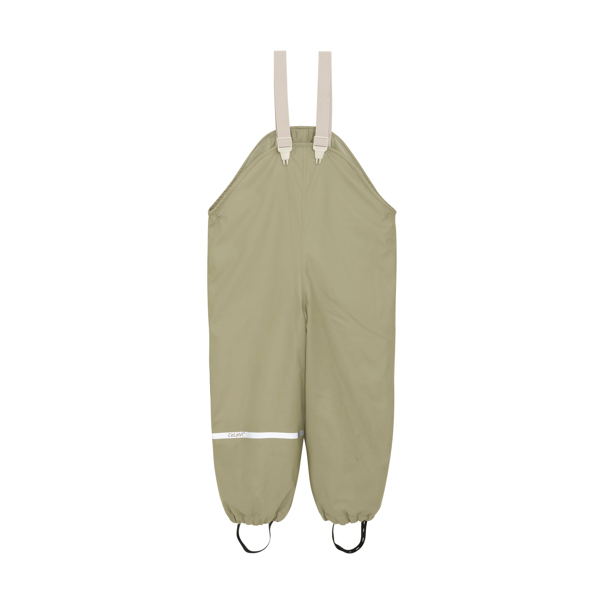 Vorderseite CeLaVi Regenoverall beige mit Käfer-Muster, erhältlich im Bärechind Winterthur Zürich Schweiz.