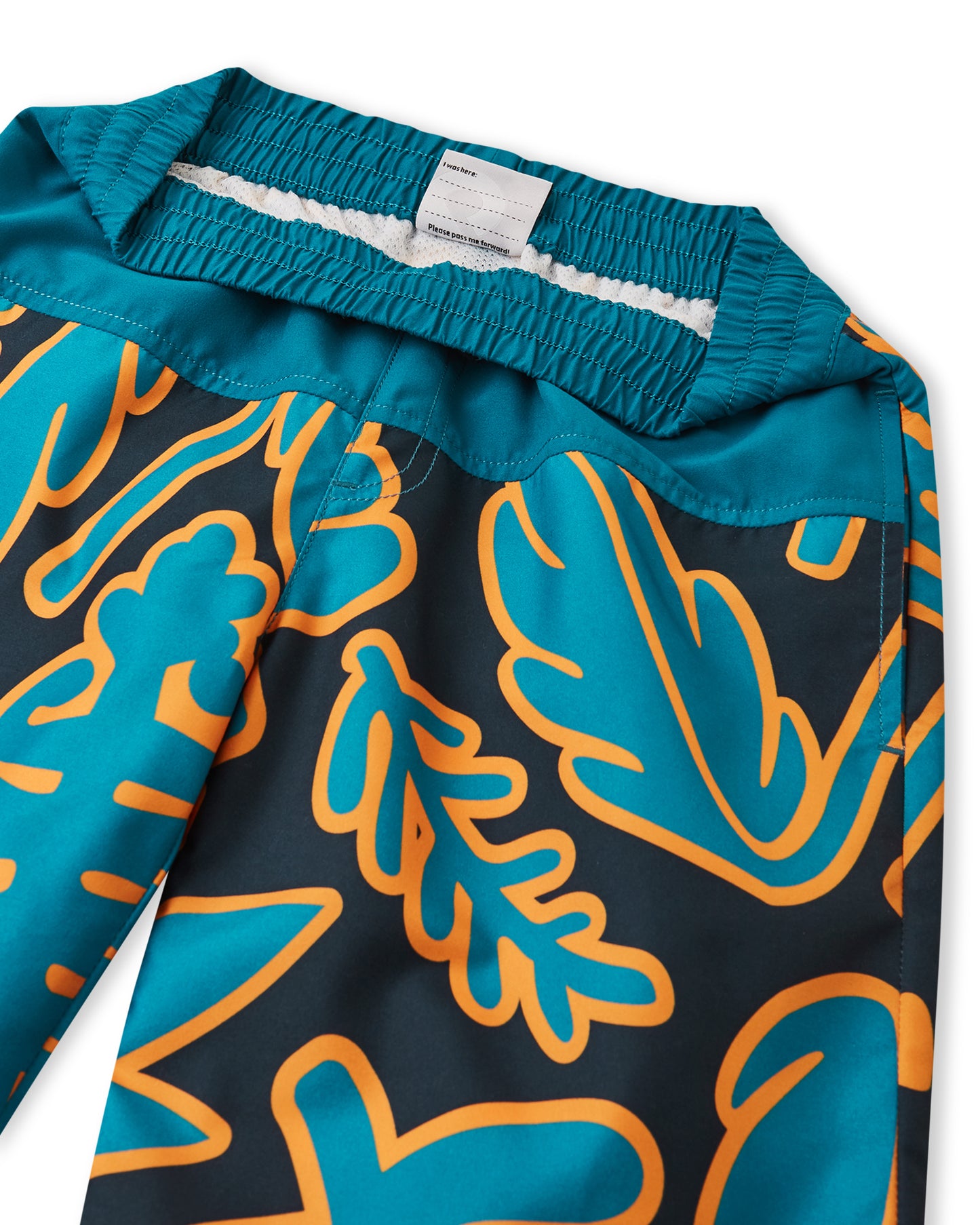 Nahaufnahme der Reima Papaja Badeshorts in Blau – elastischer Bund mit Kordel