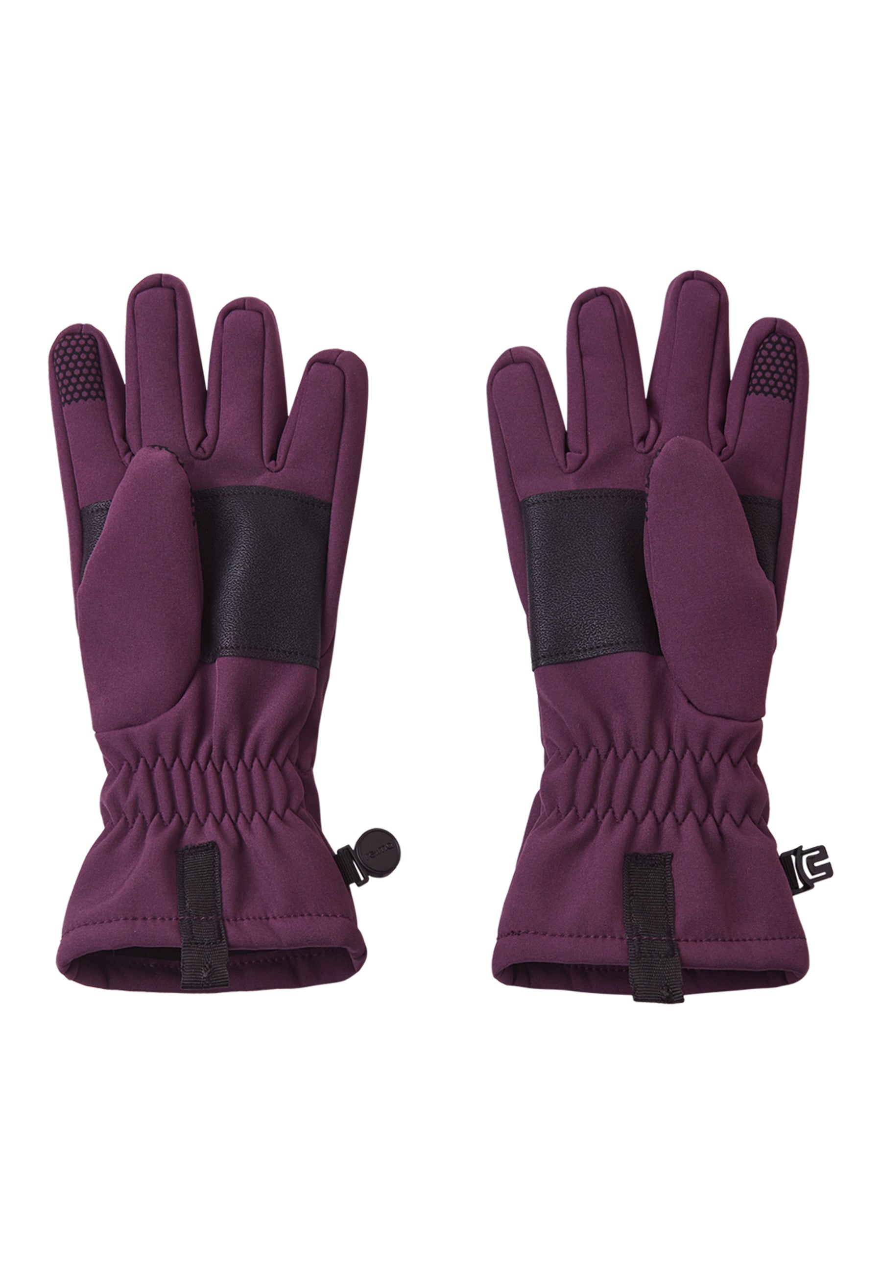 Rückansicht der Reima Softshellhandschuhe Tehden Deep Purple mit reflektierendem Logo im Bärechind Winterthur Zürich Schweiz