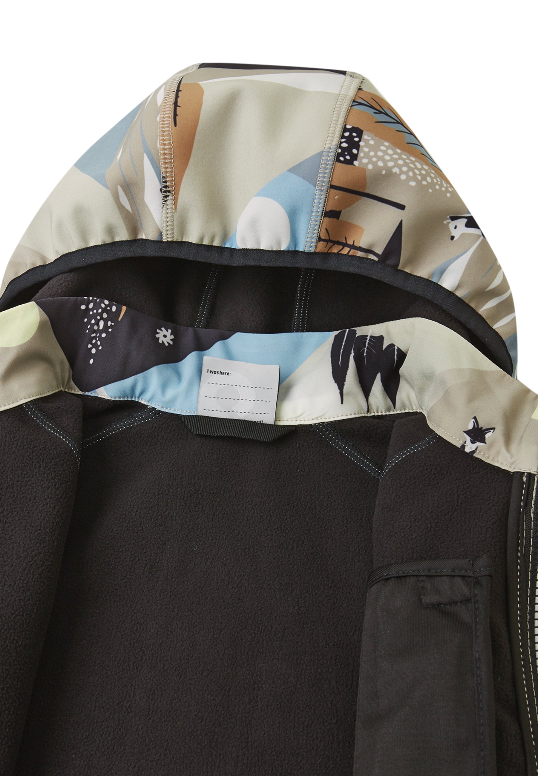 Detail Bund und Saum Reima Softshell-Jacke Vantti Earthy Beige