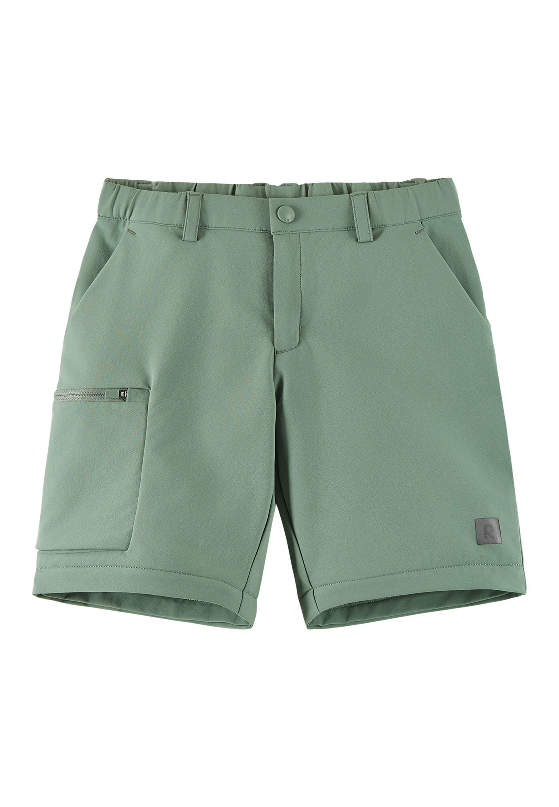 Reima BugProof Hose Surina als Shorts getragen in Stone Green