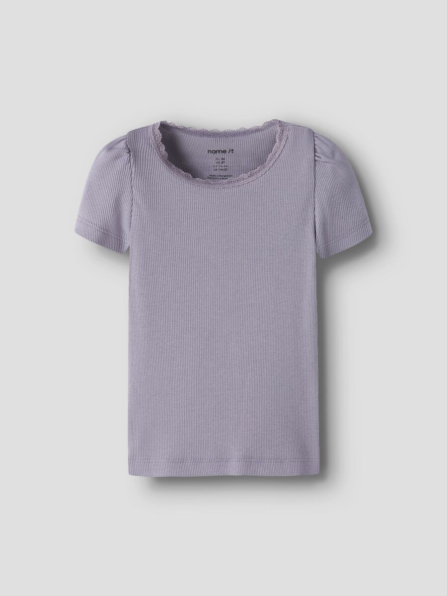 Kinder Ripp T-Shirt lavender gray aus Bio Baumwolle von NAME IT bei Bärechind Kinderladen Winterthur Zürich Schweiz