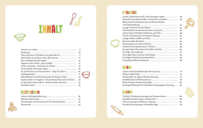 Inhaltsverzeichnis mit den 80 Rezepten aus dem Kinderkochbuch Ich will mitkochen