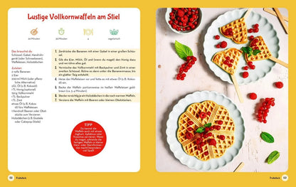 Bärechind Kinderkochbuch Ich will mitkochen, Rezeptseite mit Waffeln