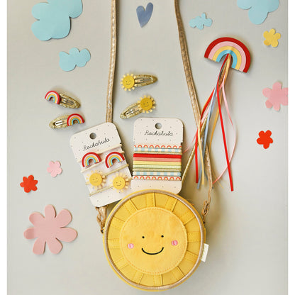 Rockahula Haargummi-Set mit zarten Regenbogen-Mustern und weichen Farben, Detailaufnahme