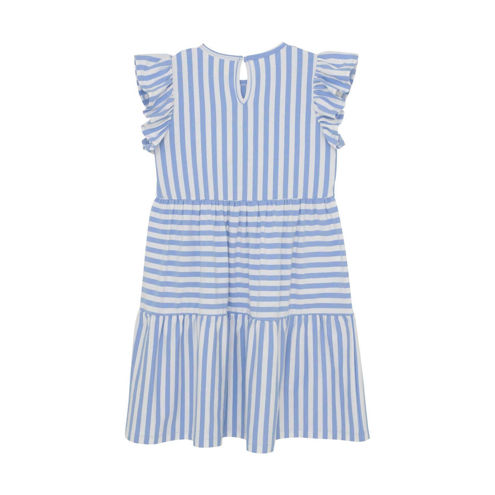 Rückansicht: Gestreiftes Baumwollkleid für Mädchen – Bio-Baumwolle, bequem & stilvoll – Erhältlich in Winterthur
