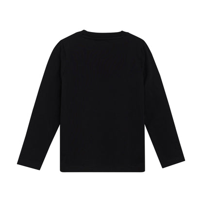 Rückseite des MINYMO Langarmshirts in Schwarz aus Baumwolle – Bärechind in Winterthur, Zürich Schweiz.