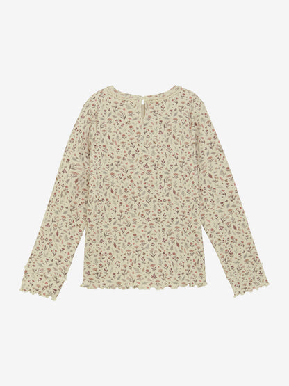 Rückansicht des sandfarbenen Minymo Shirts aus Bio-Rippstoff – zu finden im Bärechind, Winterthur.