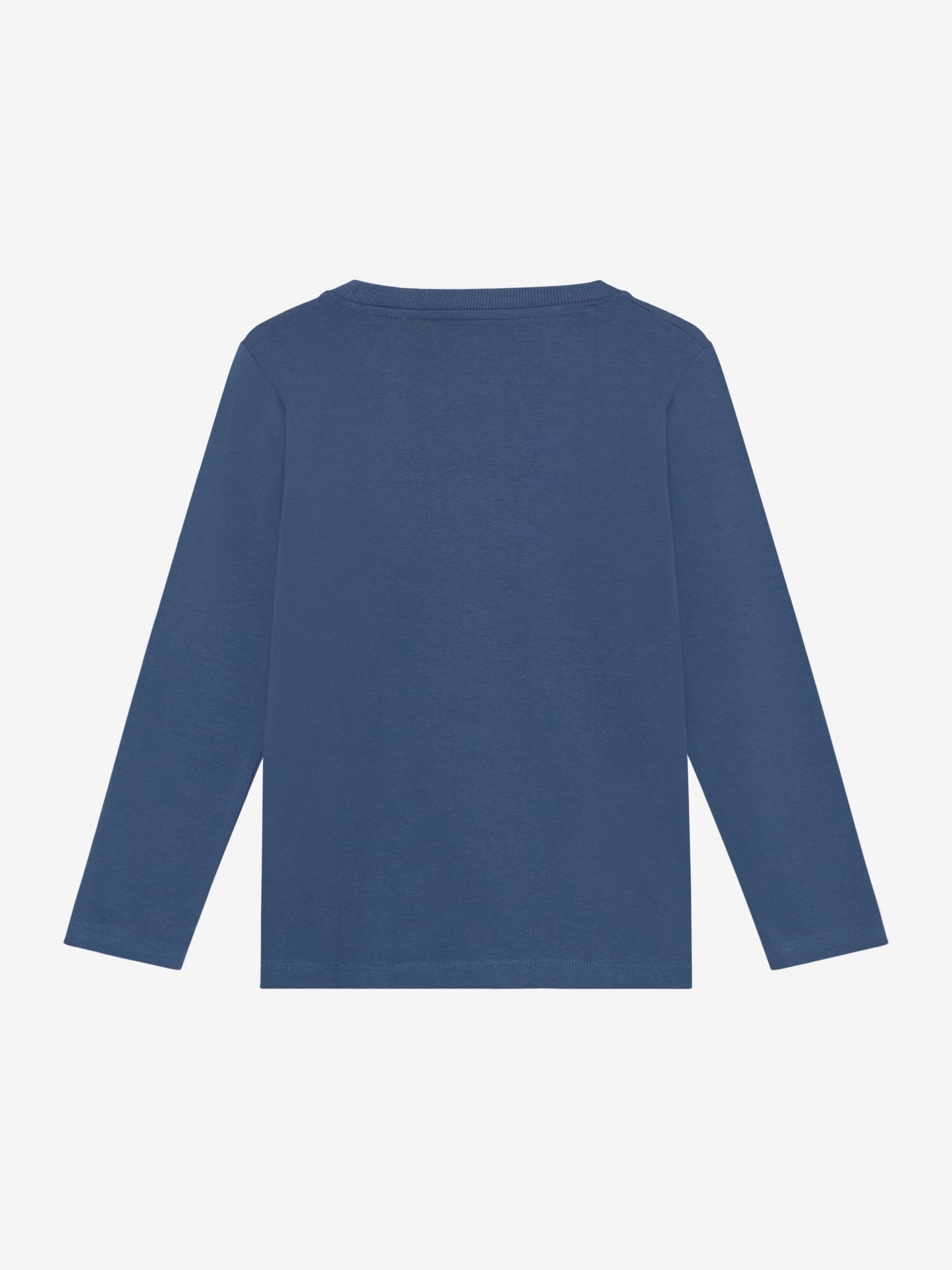 Rückansicht des blauen Minymo Langarmshirts – bequem und kindgerecht, erhältlich im Bärechind Winterthur.