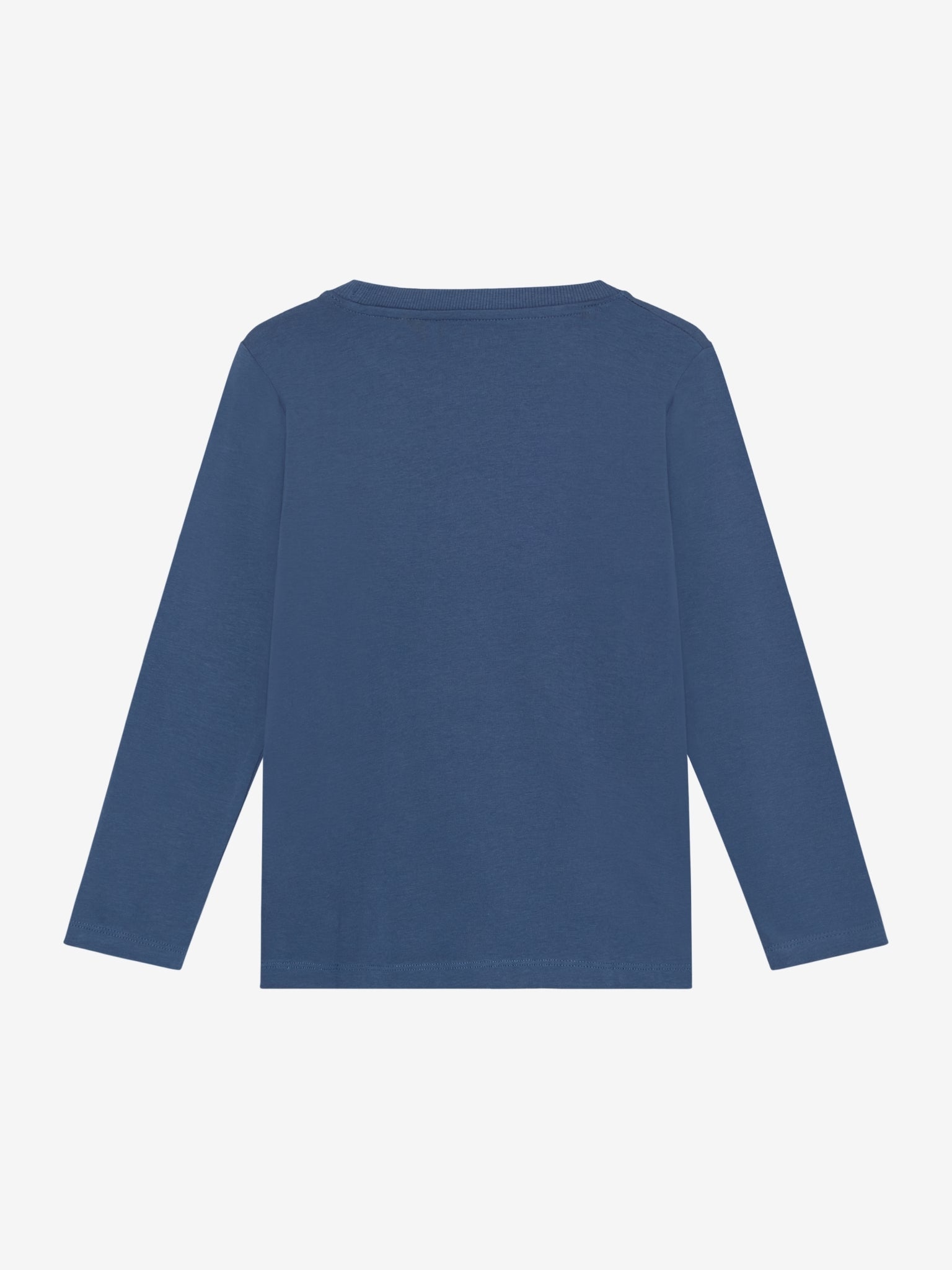 Rückansicht des blauen Minymo Langarmshirts – bequem und kindgerecht, erhältlich im Bärechind Winterthur.