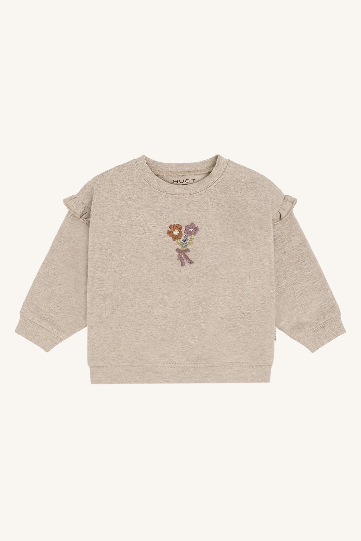 Sara Sweatshirt mit Blumenstickerei in Beige, Vorderansicht