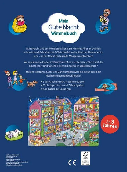 Bärechind Bilderbuch Mein Gute Nacht Wimmelbuch, Rückseite mit Übersicht