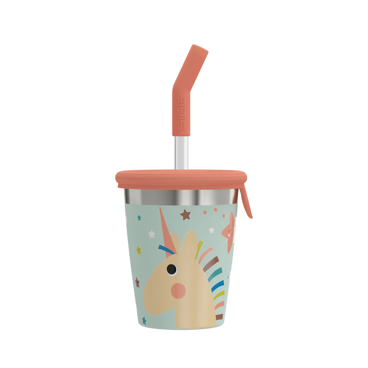 SIGG Kids Röhrli Becher aus Edelstahl 0.35L mit Einhornmotiv und Silikondeckel. Erhältlich im Bärechind Winterthur, Zürich, Schweiz.