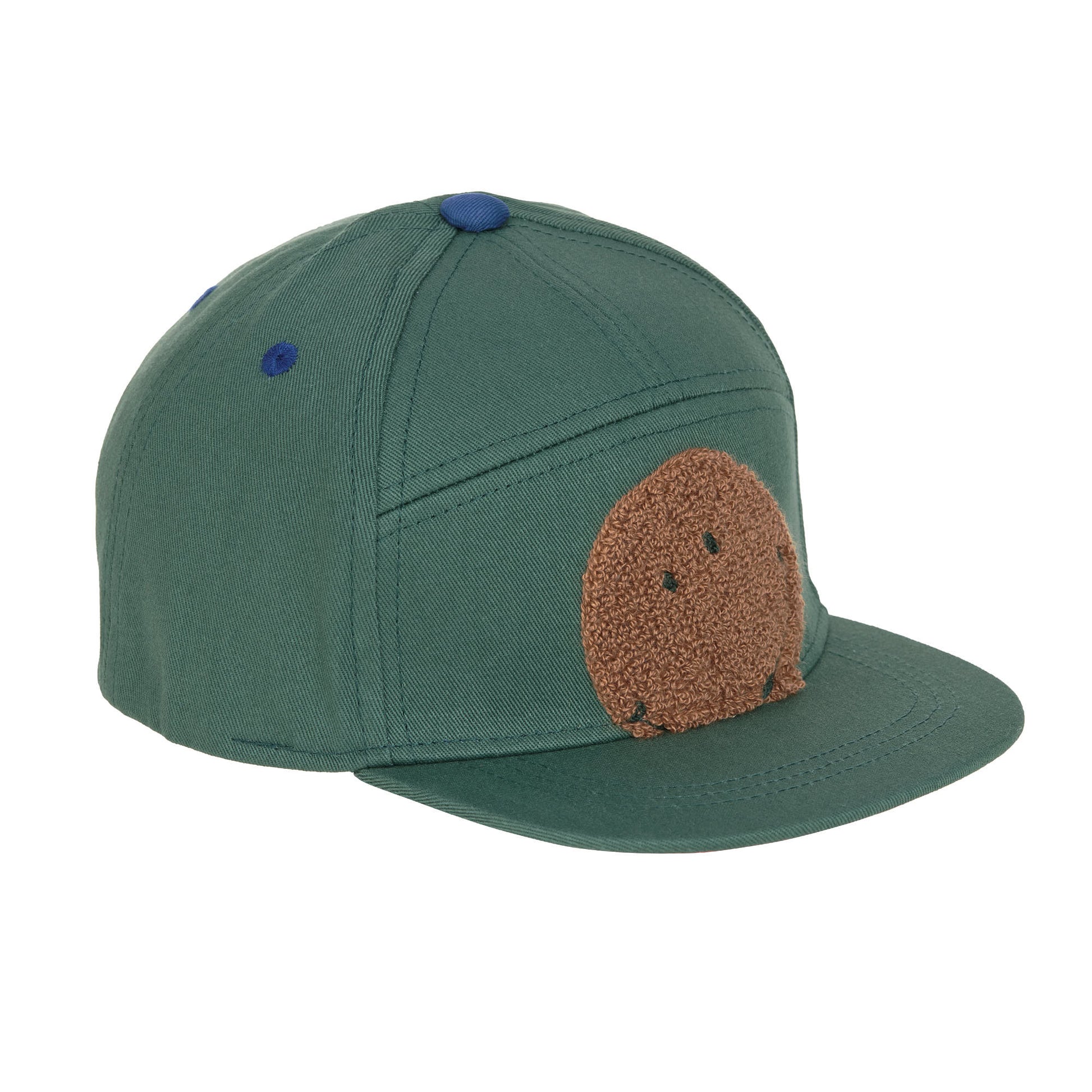 Skater Cap „Smile green“ von Lässig – Seitenansicht mit 3D-Smiley-Stickerei