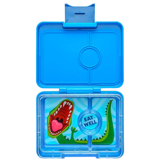 Snackbox für Kinder mit Dinosaurier-Motiv – auslaufsichere Bento Snackbox mit 3 Fächern