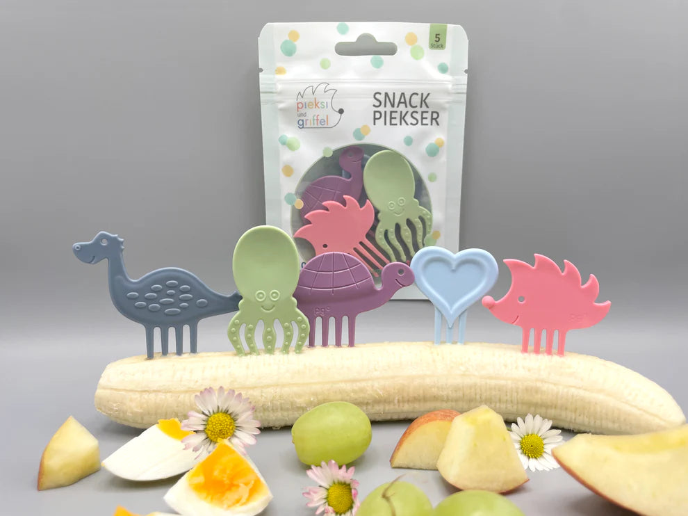 Snack Piekser Tiere in Pastelfarben von Pieksi & Griffel mit Früchten bei Bärechind Winterthur Zürich Schweiz
