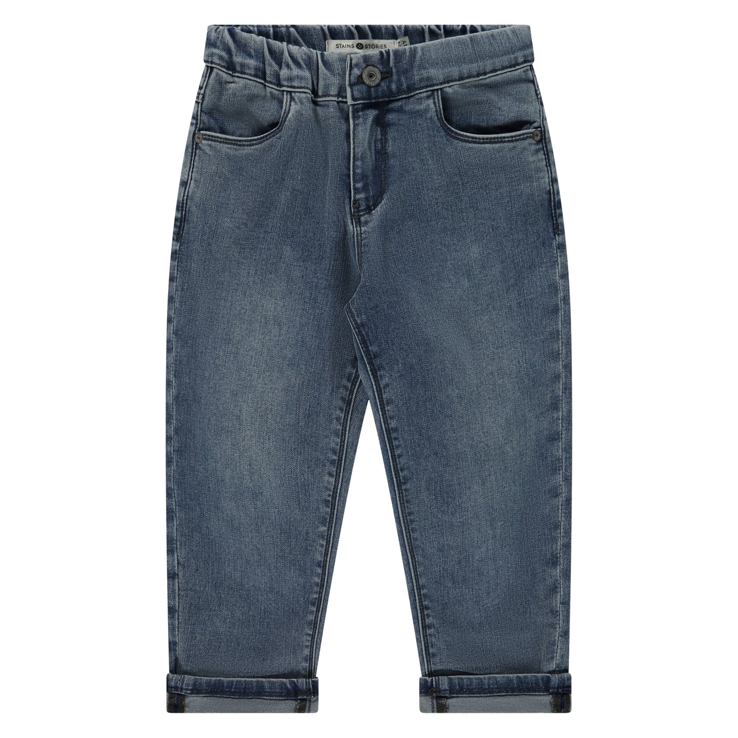 Denim-Hose von Stains and Stories mit weiterem Schnitt in Mid Grey Blue. Tolle  Kinderhose in Winterthur
